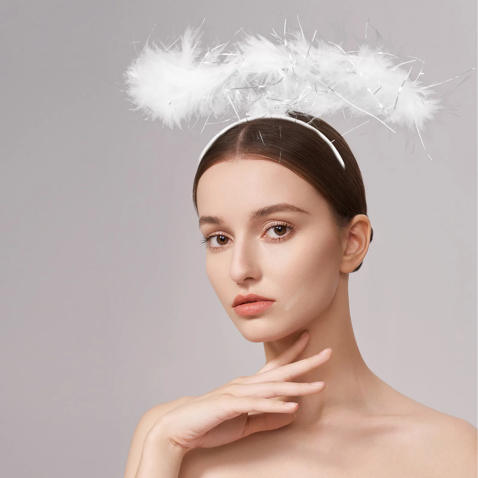 

Stylish Angel Plume Headband Halloween Party Costume Hair Accessory Festival Decor Cosplay Prop Reusable Craft Band Wearable