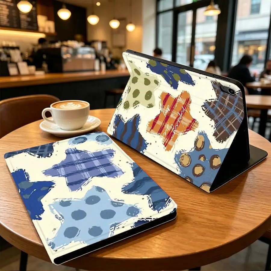 with Pencil Slot Case for Apple iPad 10th 7/8/9th Air 11 13 M4 M3 M2 A16 2026 Pro11 13 Air 4/5/6th Cute Polka Dot Star