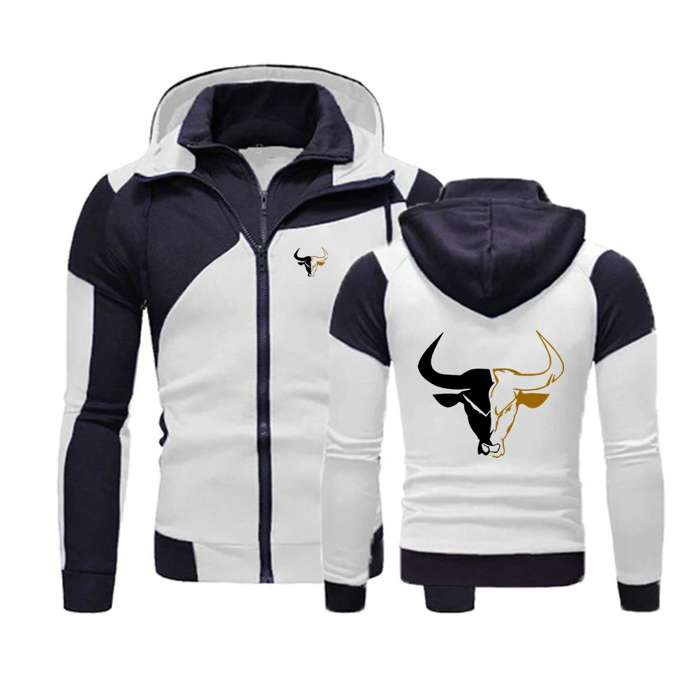 sport bull pattern Fashion Brand Quality Jacket for Men Zipper Neck Pullover Men's Sweatshirt Soft Shell Mens Jacket