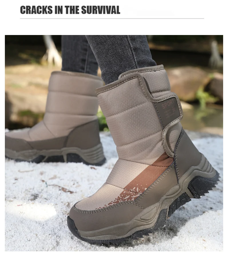 Kinder-Schneestiefel Winter High-Top Kinderschuhe mit Klettverschluss Baumwollschuhe für Schüler Outdoor Bequeme Rutschfeste Stiefel mit Dicker Sohle – Detail 21
