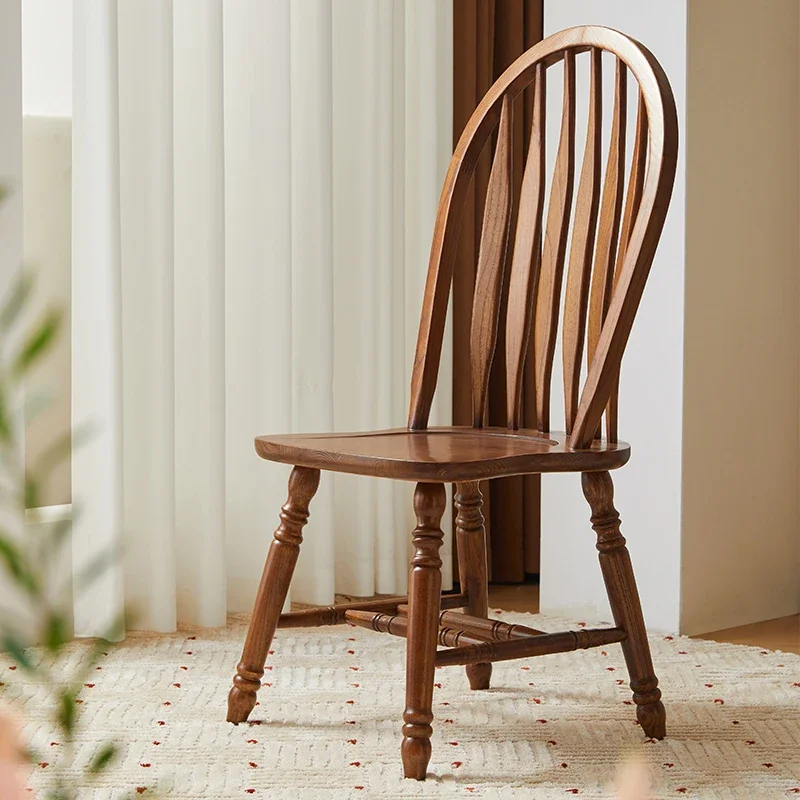 American all-solid wood dining table and chairs, seats, home chairs, retro furniture, log art, old books