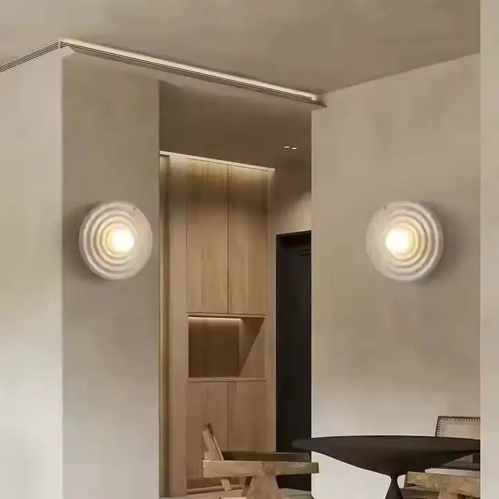 

Hotel Bedside LED Wall Sconce, Modern Nordic Wabi-sabi Brass Glass Shade Wall Lamp, Creative Art Wholesale Aura Light