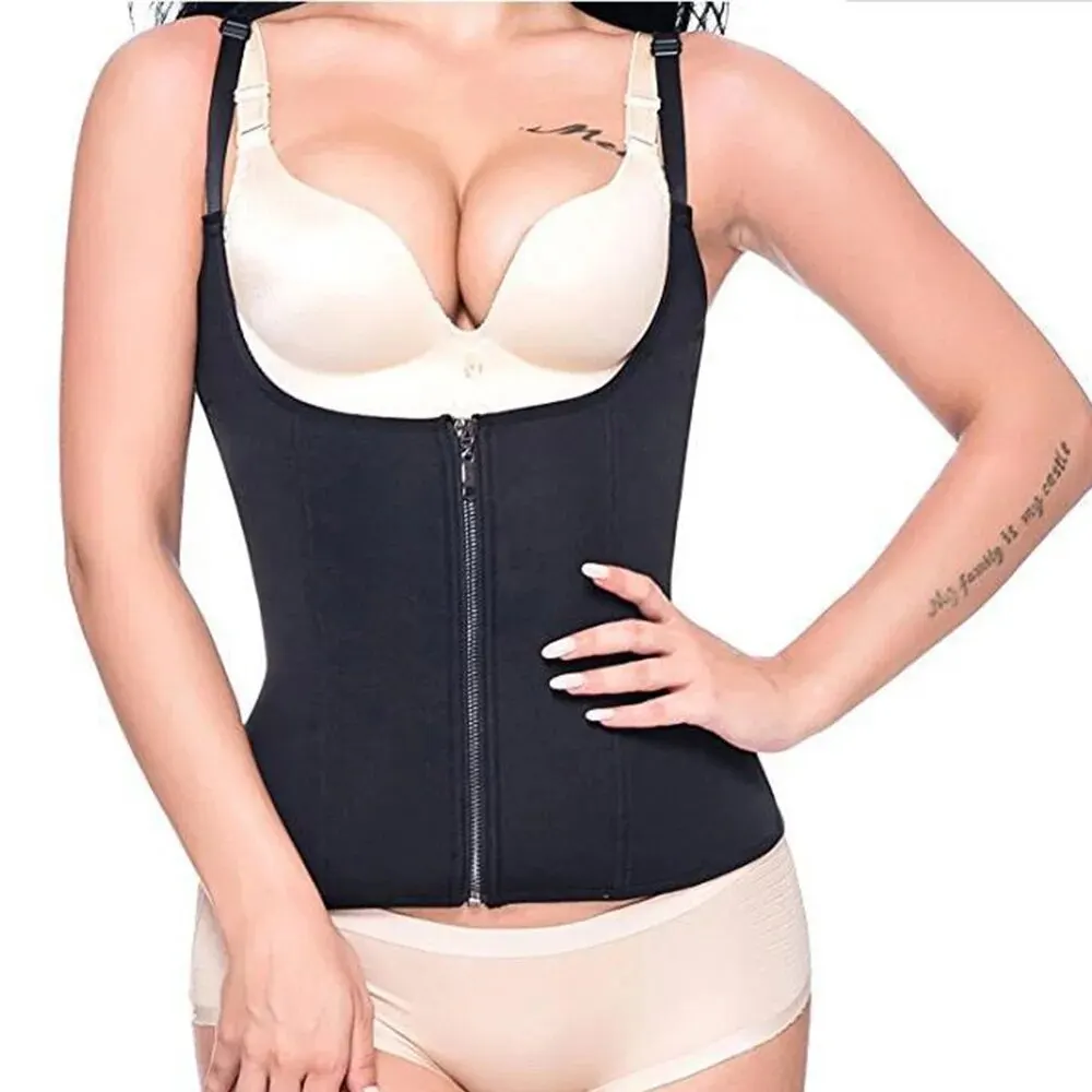 Faja Sweat Vest Sauna Corset for Women ,Neoprene Colombiana Fajas Shapewear Waist Trainer ,Adjustable, Zip and Hook