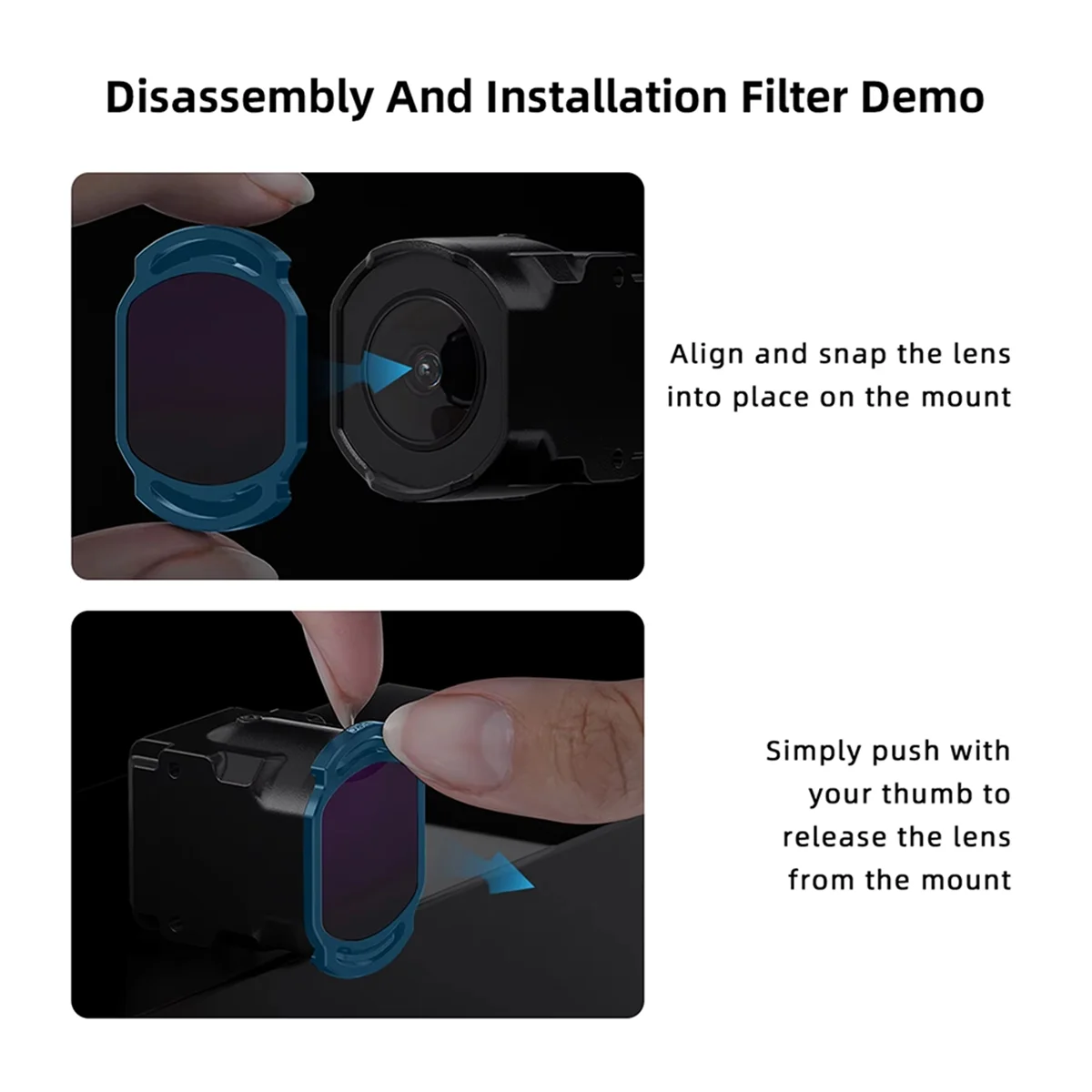 Vendita calda O4 Air Unit Pro Filtro UV Drone Vetro ottico Parti fotografiche Telaio in lega di alluminio Sport Action Camera