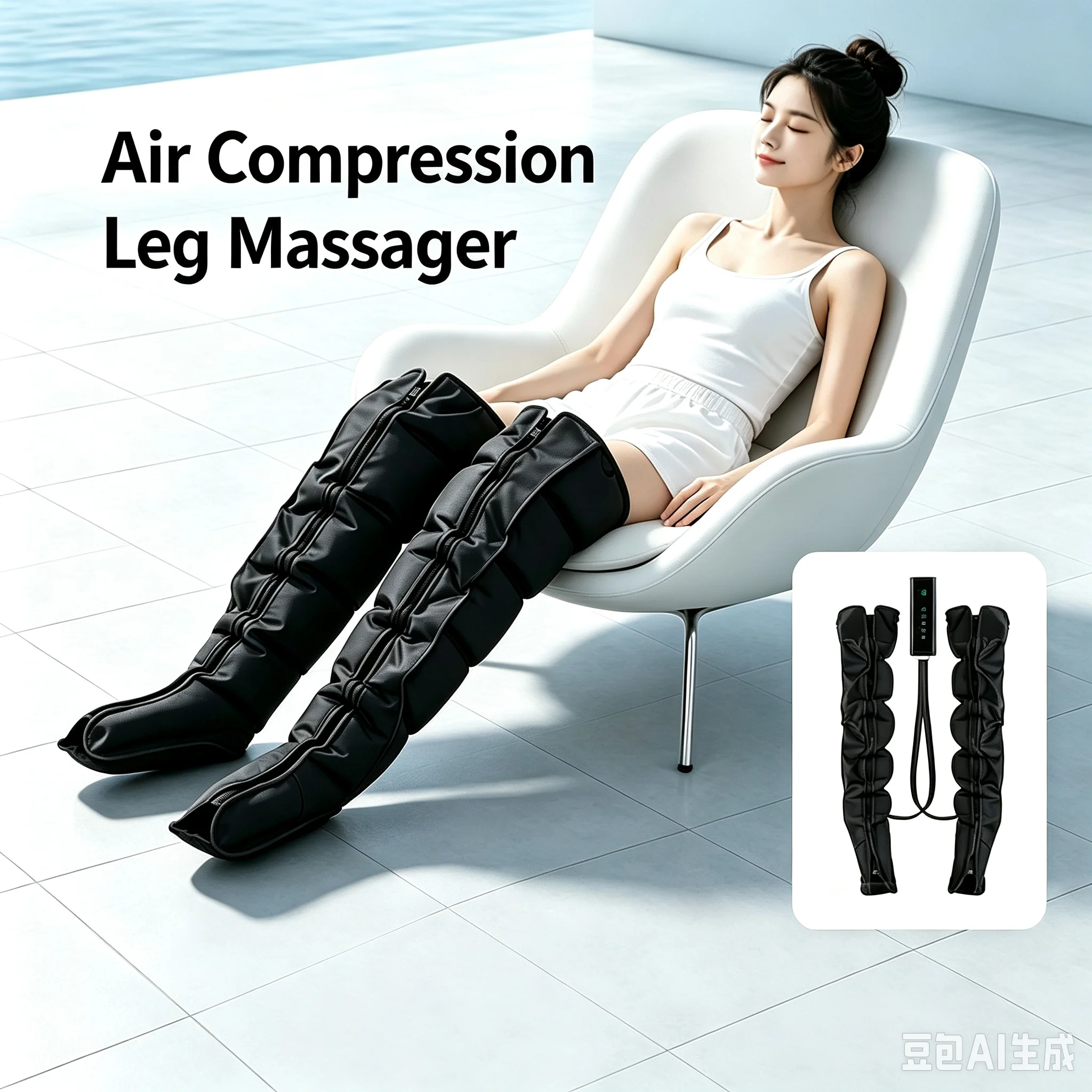 6‑Airbag Air‑Compression Leg Massager Left & Right Universal Kneading Squeeze Massage for Thigh Calf Foot Remote Control Gift view 5