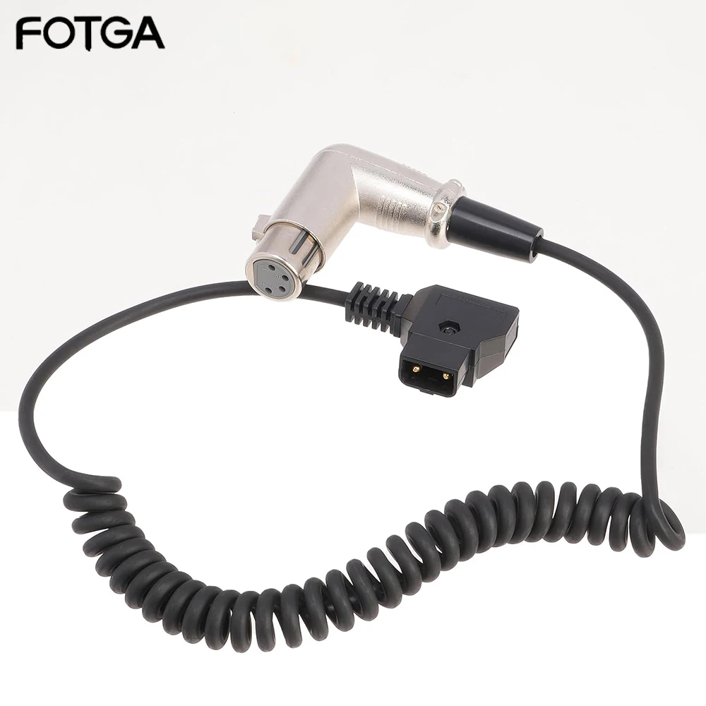 

FOTGA Coiled D-tap to Angle XLR Female 4-pin Power Cable Adapter For Canon C300 III C500 II Blackmagic URSA Mini Pro For Sony