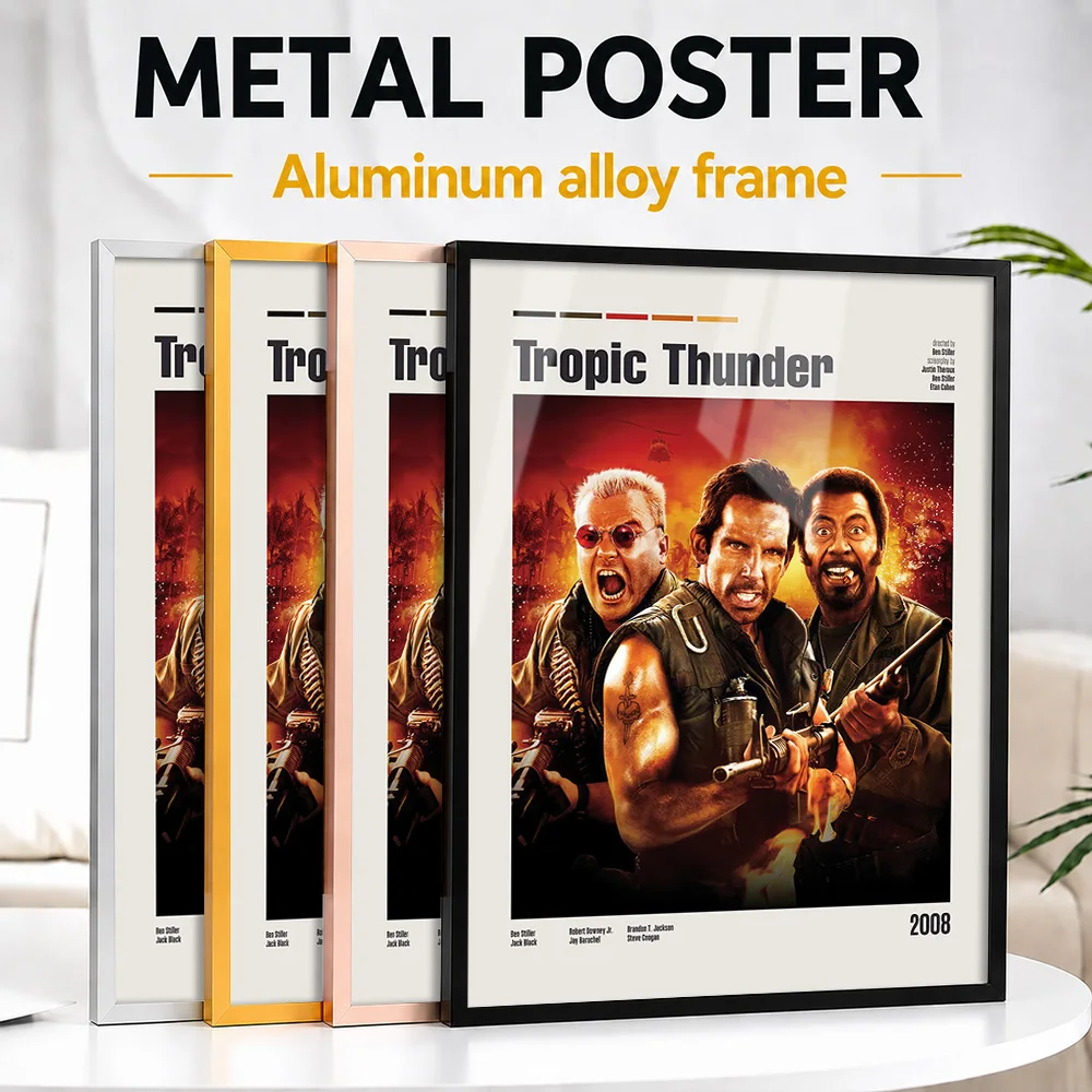 Tropic Thunder Movie Framed Metal Print Customized Screen Tribute Wall Art Designed For Entertainment Lounge And Story Lovers