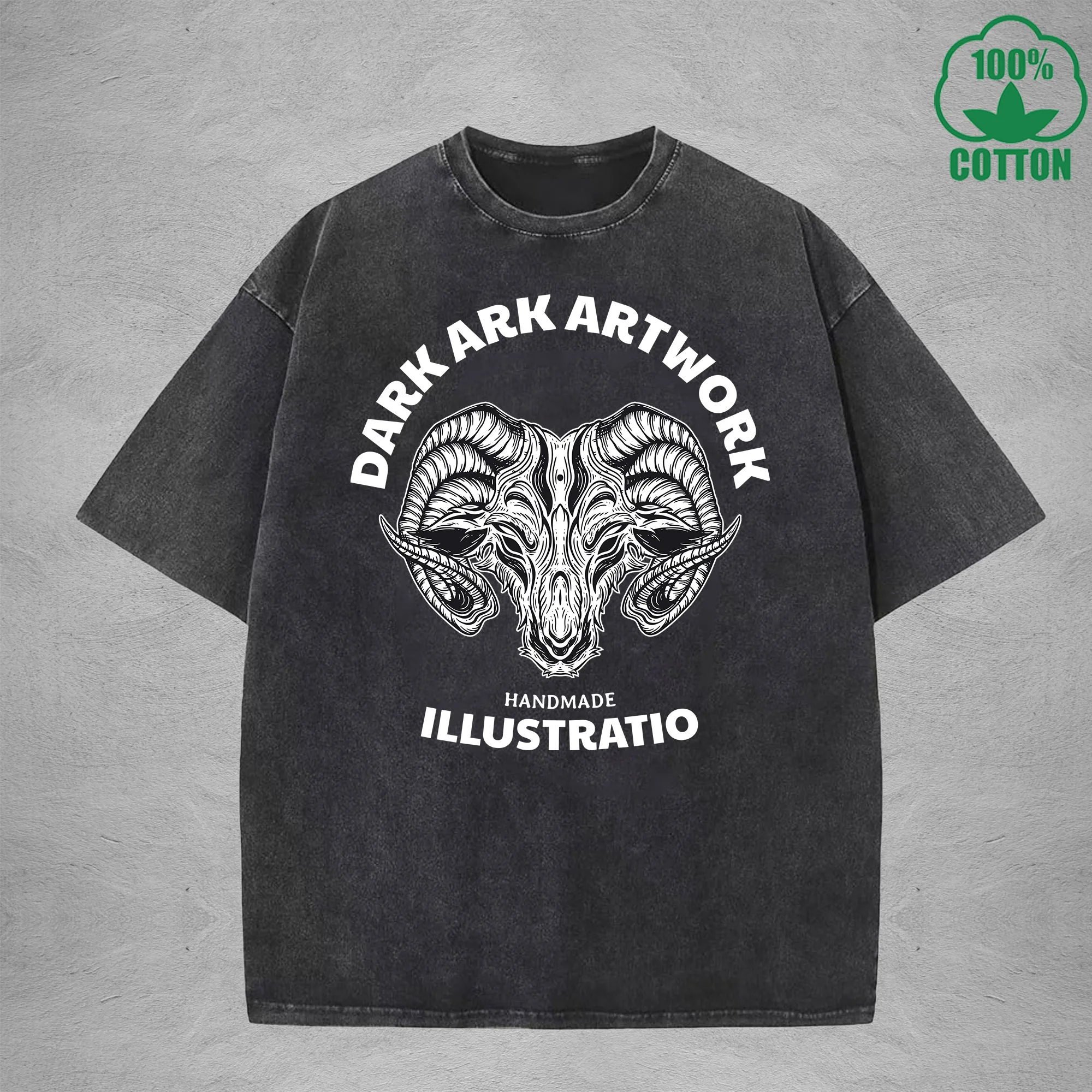 

Dead SheepInterest Printed Washed T-Shirt 230G Multicolor Loose Trendy Fashionable 100%Cotton Short Sleeve Top