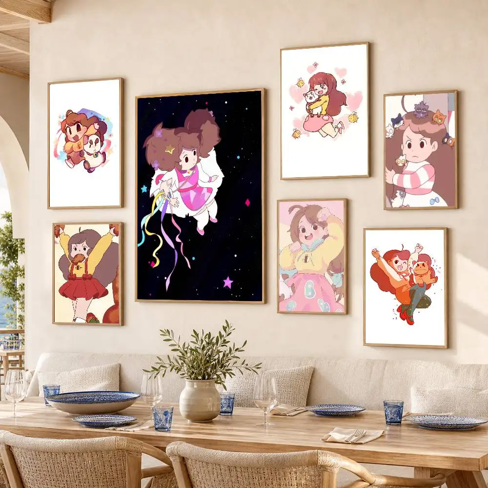 Bee and PuppyCat Poster Self-adhesive Art Waterproof Paper Sticker Coffee House Bar Room Wall Decor
