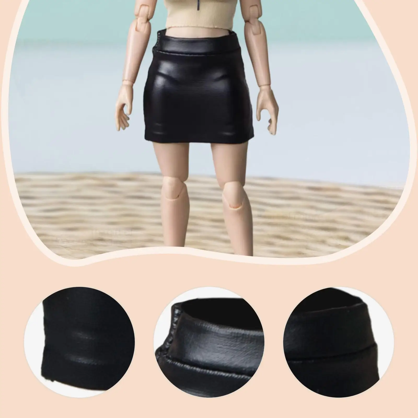 1/12 アクションフィギュアスカート人形服 PU レザーミニスコートファッションミニチュア服ドレスアップ 6 インチ女性フィギュアボディ用