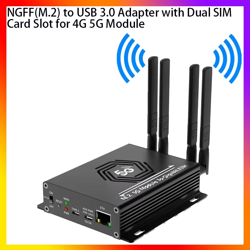 

Адаптер NGFF(M.2) 4G/5G к USB 3.0 с портом RJ45 Контроллер Realtek RTL8125BG поддерживает SIM/Micro SIM/NANO SIM-карты
