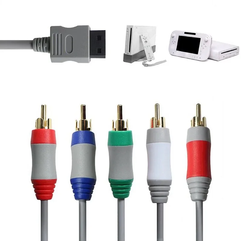 1PC 1080P Component Cable HDTV Audio Video AV 5RCA Cable For Wii/Wii U Console Clear Image Video Audio Adapter Cable Accessories