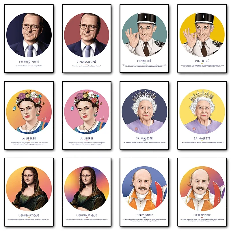 Jacques Chirac Elizabeth II World Celebrities Posters and Prints Canvas Printing Wall Art Picture for Fans Room Home Decor