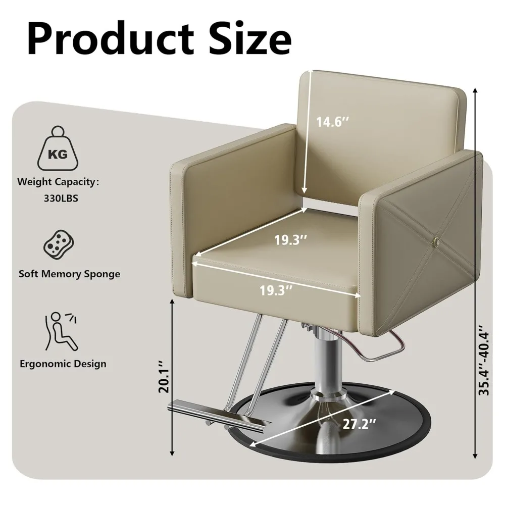 조절 가능한 높이의 유압식 리클라이닝 미용 의자, 헤어 스타일리스트용, 360도 회전, 다기능, 롱테일 컴포트