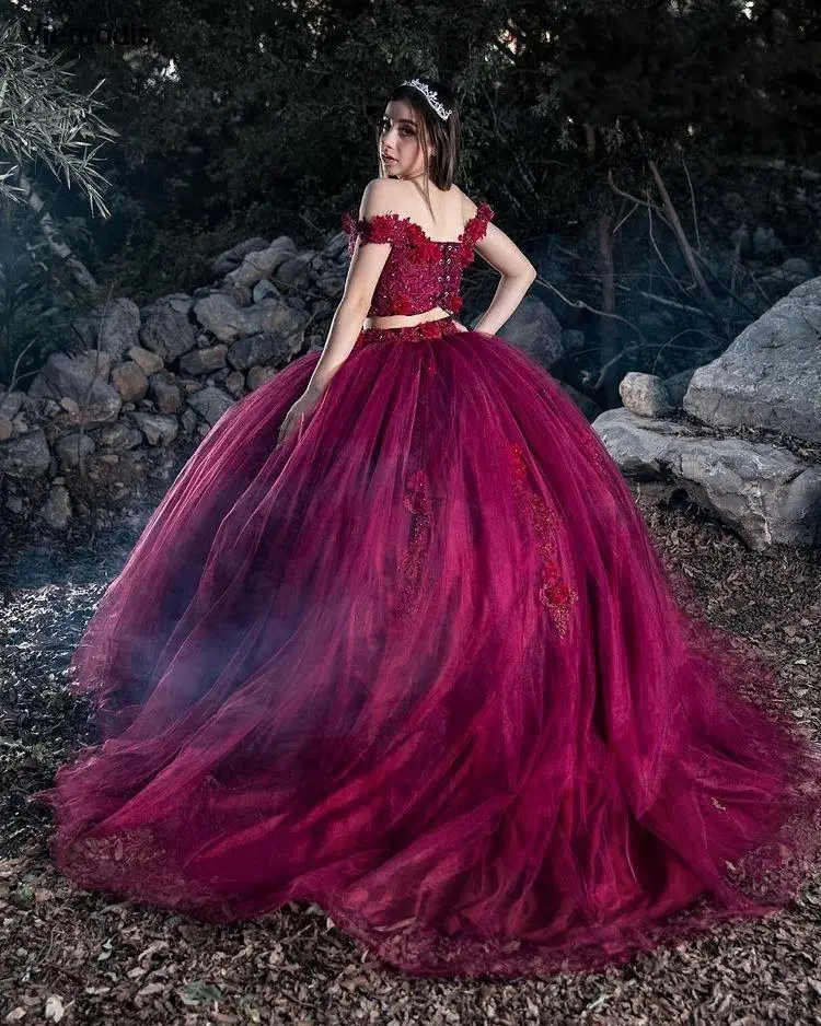 فساتين Quinceanera الفاخرة باللون العنابي لعام 2022 مع خرز بدون أكمام فستان حفلة حلو 15 16 فستان Vestidos De 15 Anos quinceanera #2