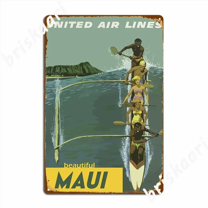 Hawaii Retro Maui Metal Plaque Poster Cinema Kitchen Create Club Bar Plaques Tin Sign Poster