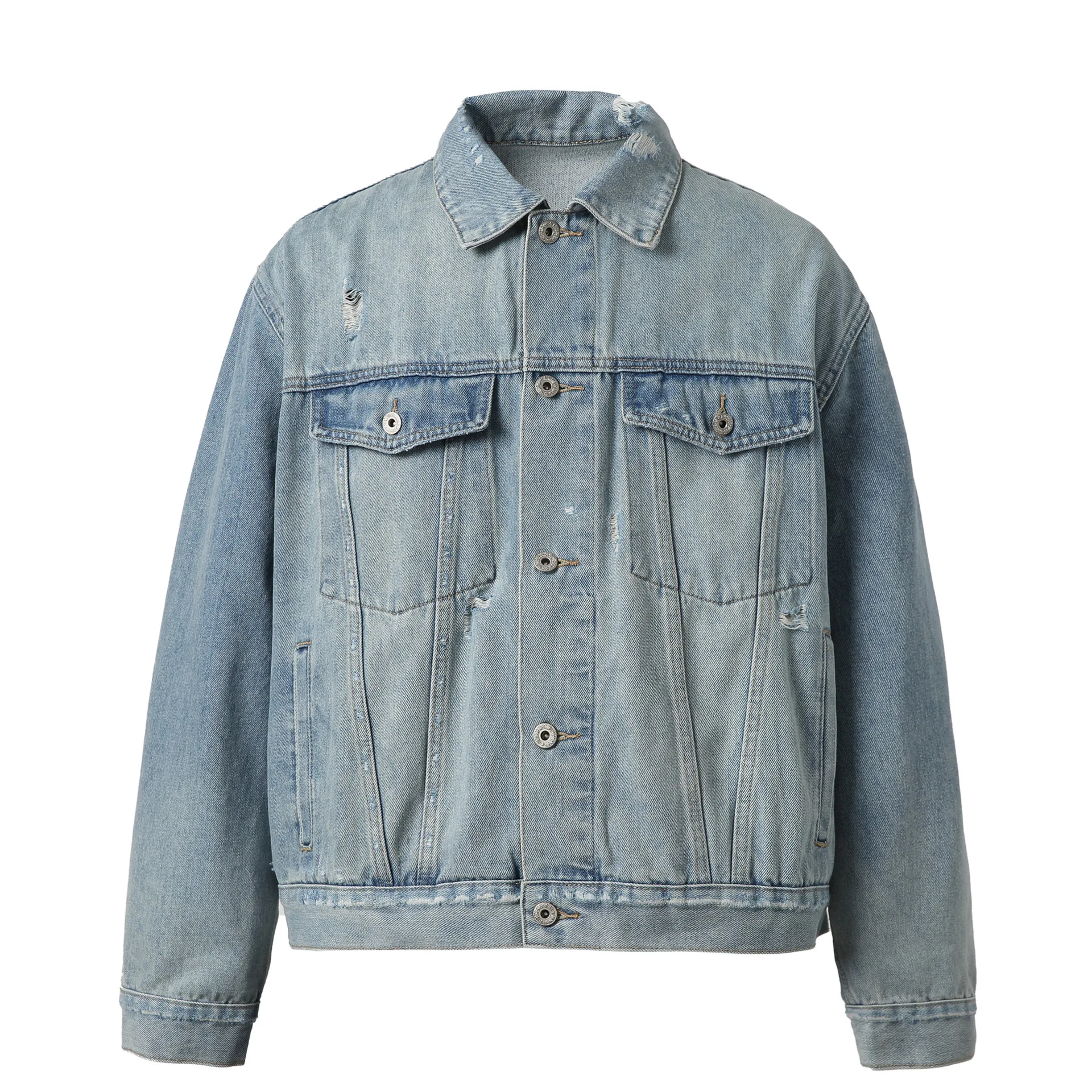 2026 Spring New Arrival American Retro Trendy Design Deconstructed Denim Niche Personality Jacket for Men Oversize Washed Coats