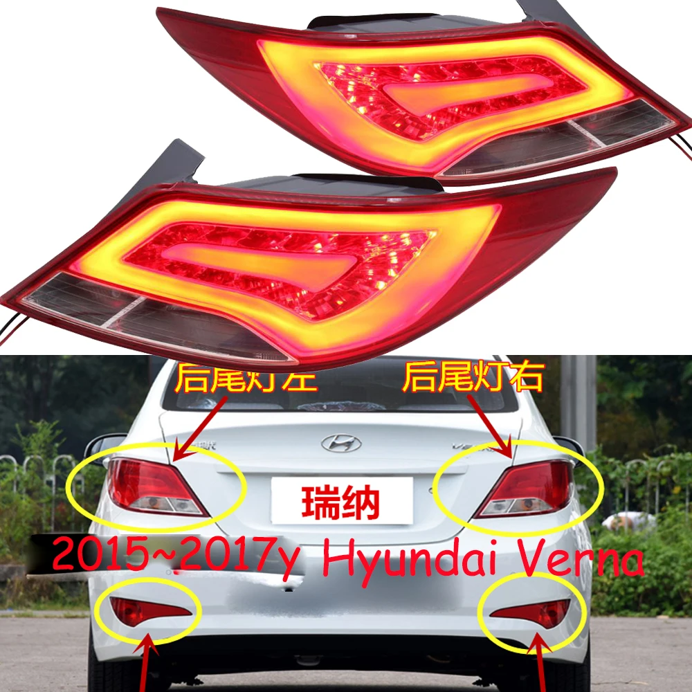 car bumper tail light for Hyundai Verna solaris taillight LED Reflector 2015~2017y car accessories Taillamp verna fog lamp