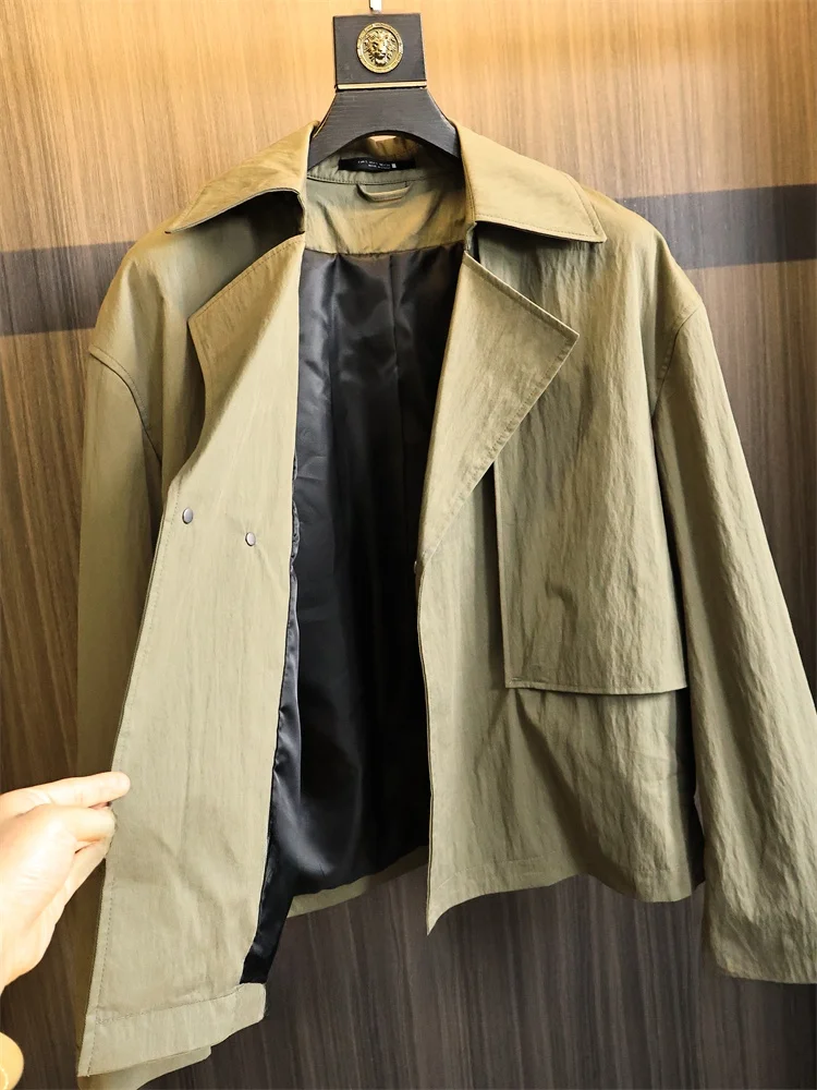 High-End Men's Cotton Silk Technology Jacket Coat Spring 2025 Loose Fit Fashion Urban Style Long Sleeve Regular Length