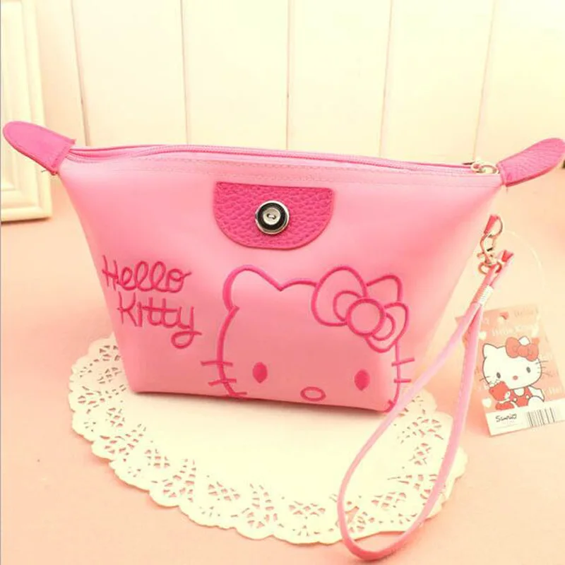 Sanrio Hello Kitty Makeup Bag Anime Y2K Girls Storage Bag Cartoon Kawaii Large Capacity Waterproof PU Handbag Gift 28X11cm