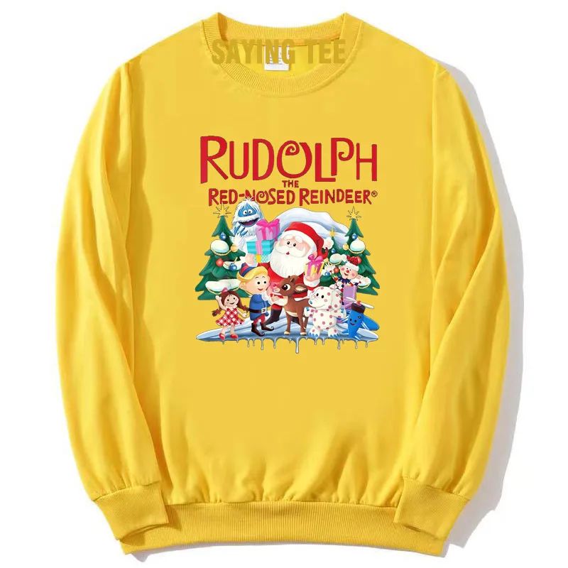 Niedlicher Rudolph die rote Nase Rentier Pullower Pullover Weihnachten spezielle Weihnachts kostüm Langarm T-Shirt Urlaub Weihnachten Sweatshirt – Detail 7
