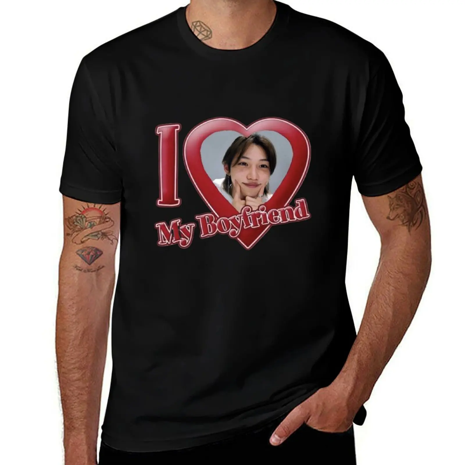I love my boyfriend (Felix) T-Shirt Active Sports Short Sleeve Cotton Shirt T-Shirt