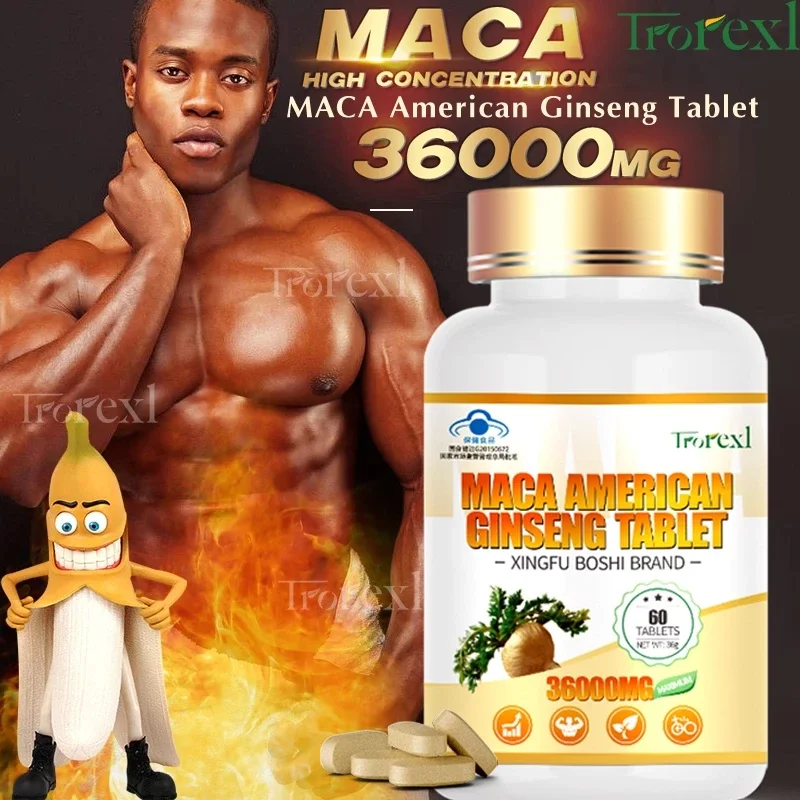 American Maca+Ginseng Capsule 60 Tablets 100% Pure Non-GMo Supports Reproductive Health Natural Energizer