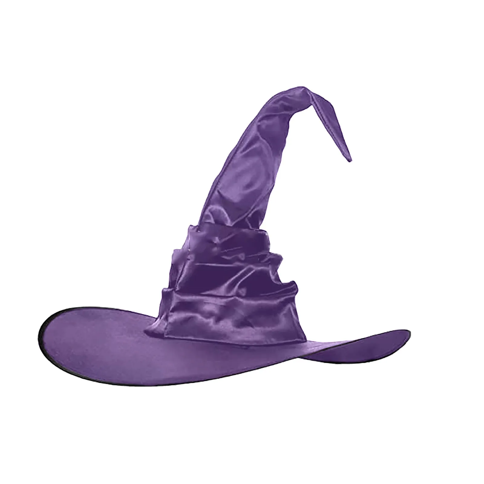 2024 Women's Halloween Party Role Playing Ball with Folded Sharp Corners Large brim Solid Color Witch Hat Accessories Fashion