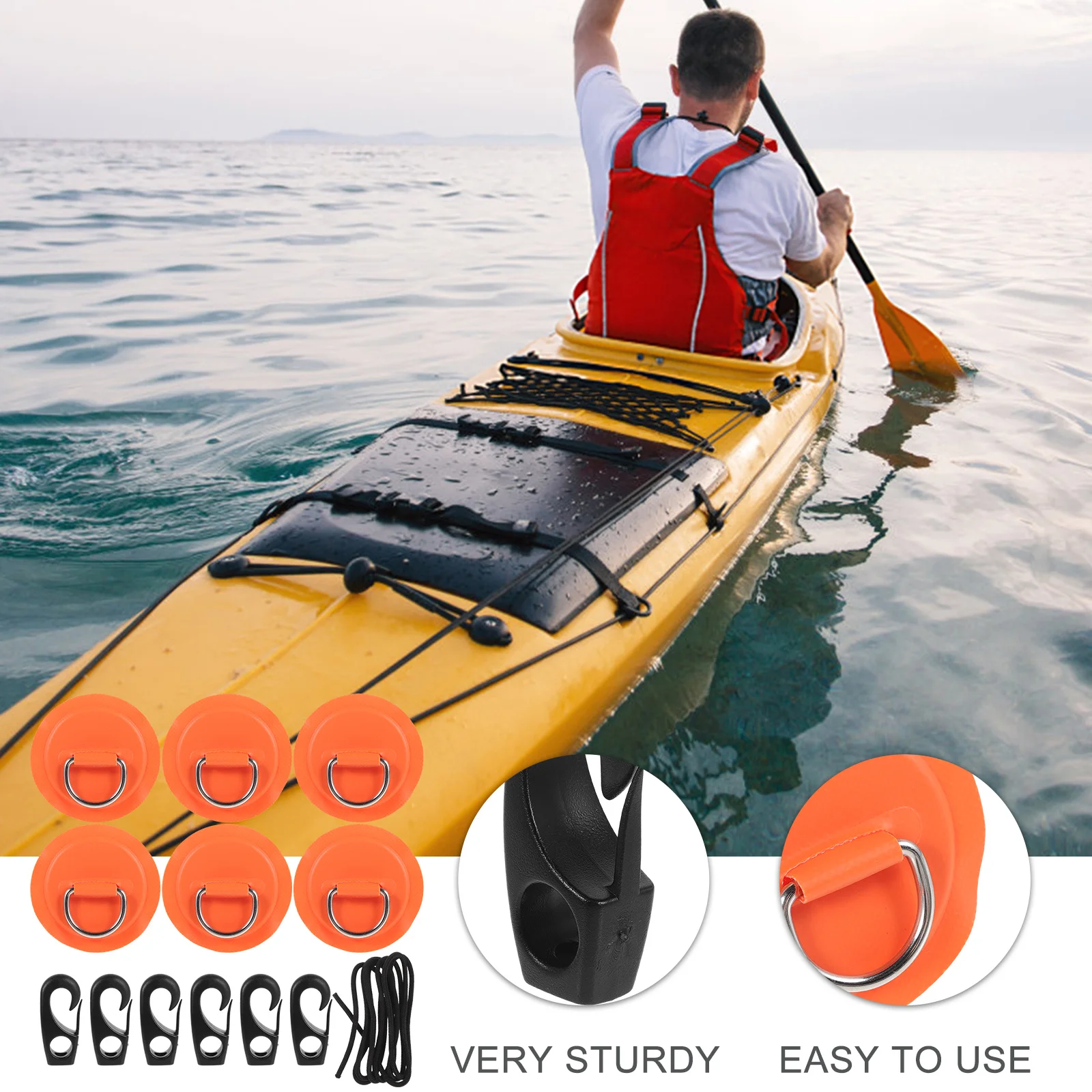 

Practical Inflatable Boat D-Ring Patches Kit Kayak Accessories Stainless Steel Nylon PVC Durable Lightweight Easy Clean Enhances