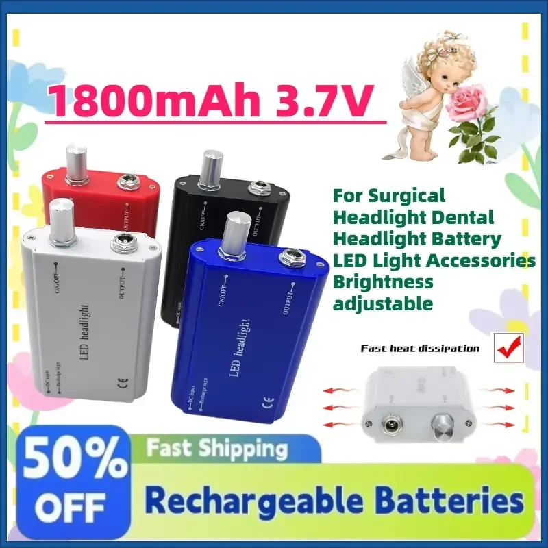 

High-Quality 1800mAh 3.7V Battery for Surgical Headlight Dental Headlight Battery LED Light Accessories Brightness Adjustable