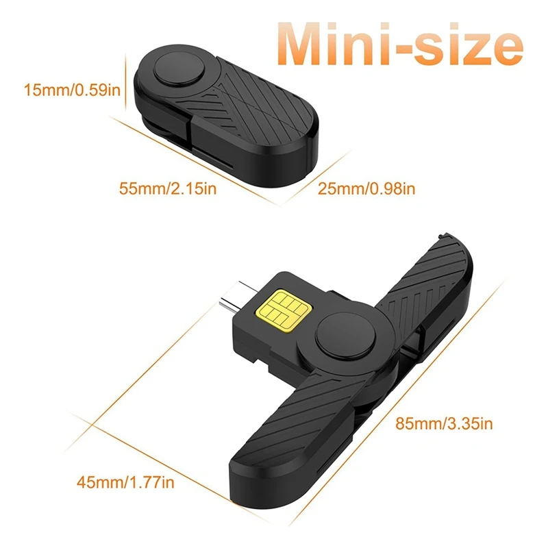 New USB C CAC Card Reader, Foldable CAC Reader USB C Secure Access For Ids And Smart Cards For Mac OS, Windows,Linux