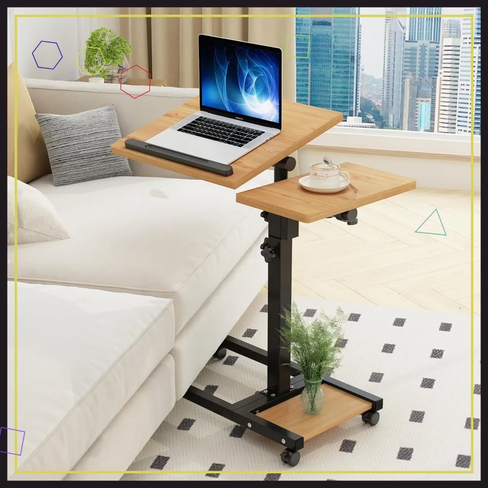 

Adjustable Height Rolling Laptop Stand with Wheels and Brake, Portable Desk Cart for PC Notebook