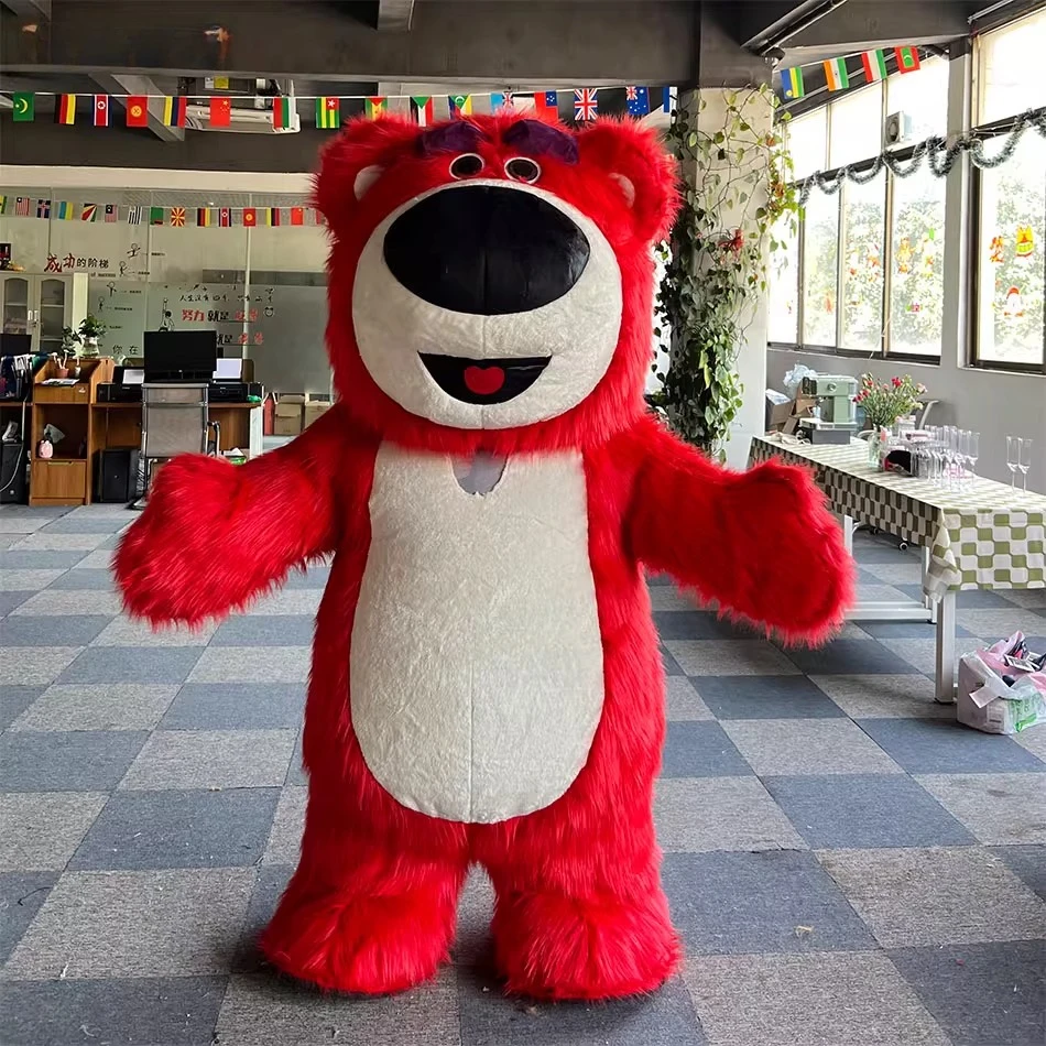 MINISO名創優品巨大な膨脹式ストロベリーロッツォベアマスコットコスチュームトイストーリー大人用ウォーキングドール服広告パレード衣装