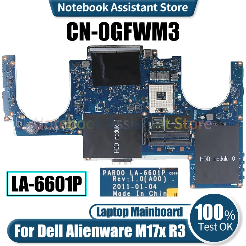 

LA-6601P For Dell Alienware M17x R3 Laptop Mainboard CN-0GFWM3 Notebook Motherboard Tested