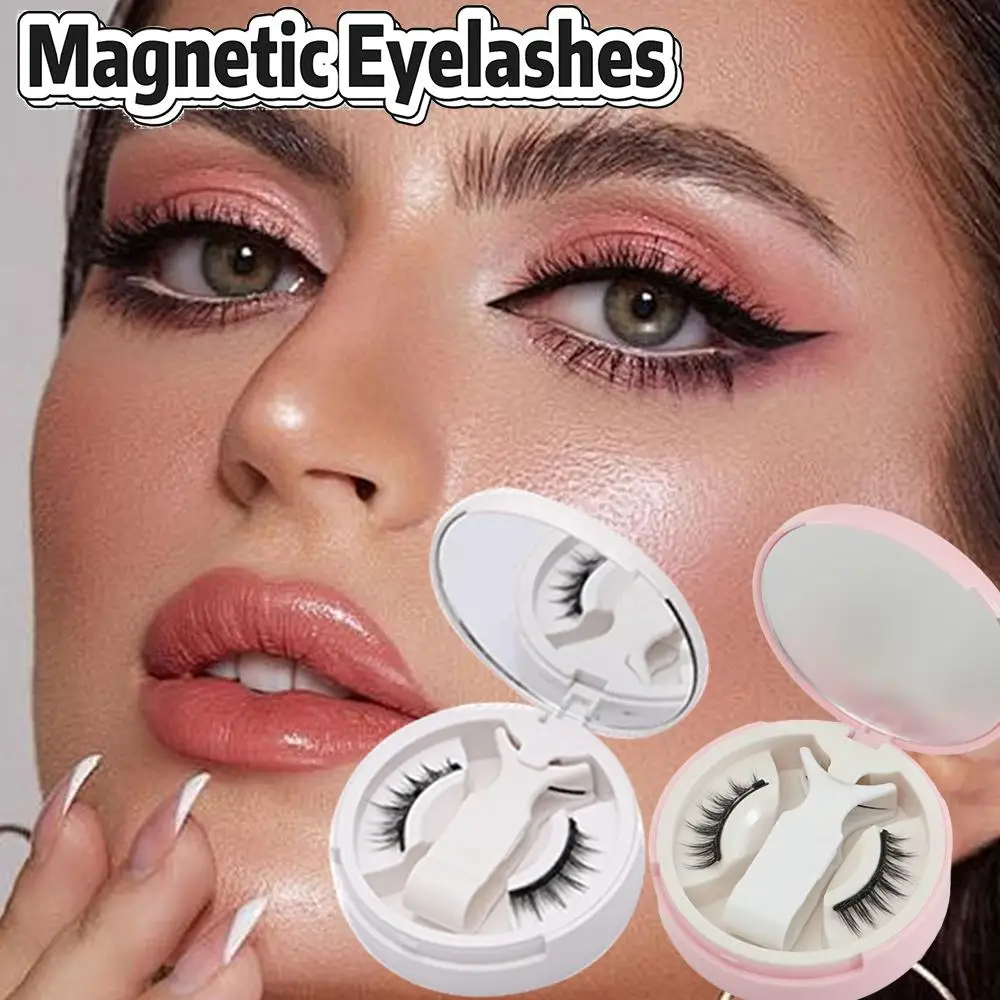 

Magnetic False Eyelashes Fox Eye All-in-One Box 3D Reusable European American Style Magnet Lashes Easy to Apply