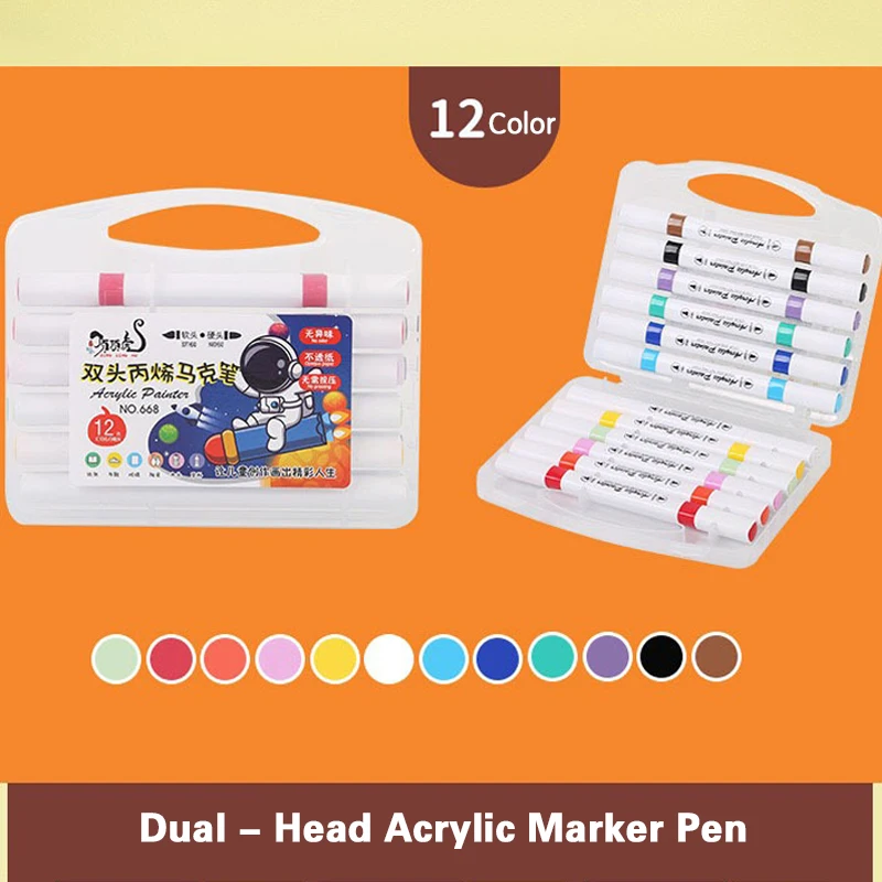 12/24/36/48 Kleuren Dubbelzijdige Art Marker Pen Set voor Kunstenaars Fijne en penseelvormige kleurpotloden Willekeurige kleuren