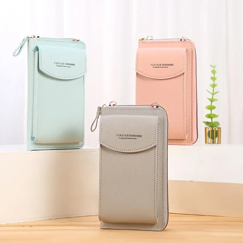 Universal Transparent Touch ScreenPhone Bag for IPhone Samsung LG Heart Shaped Decoration Retro Shoulder Bags Handbag Pouch