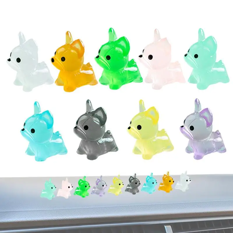 Small Glow Dog Statue 9x Noctilucent Tiny Resin Dogs Tiny Puppy Animal Miniature Glow In The Dark Figures For Fairy Garden