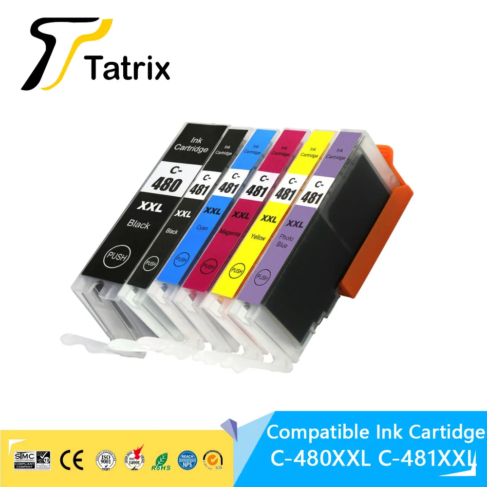 With Chip For Canon 480XXL 481XXL  PGI-480XXL CLI-481XXL Compatible Ink Cartridge for Canon PIXMA TS8140/TS9140 Printer