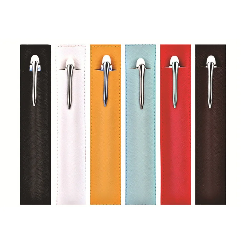 Pçs/lote 2 PU Lápis Saco do Lápis de Couro Caso Manga para Canetas de Papelaria Bolsa de Viagem Sacos de Escritório Titular Ferramentas de Instrumentos de Escrita