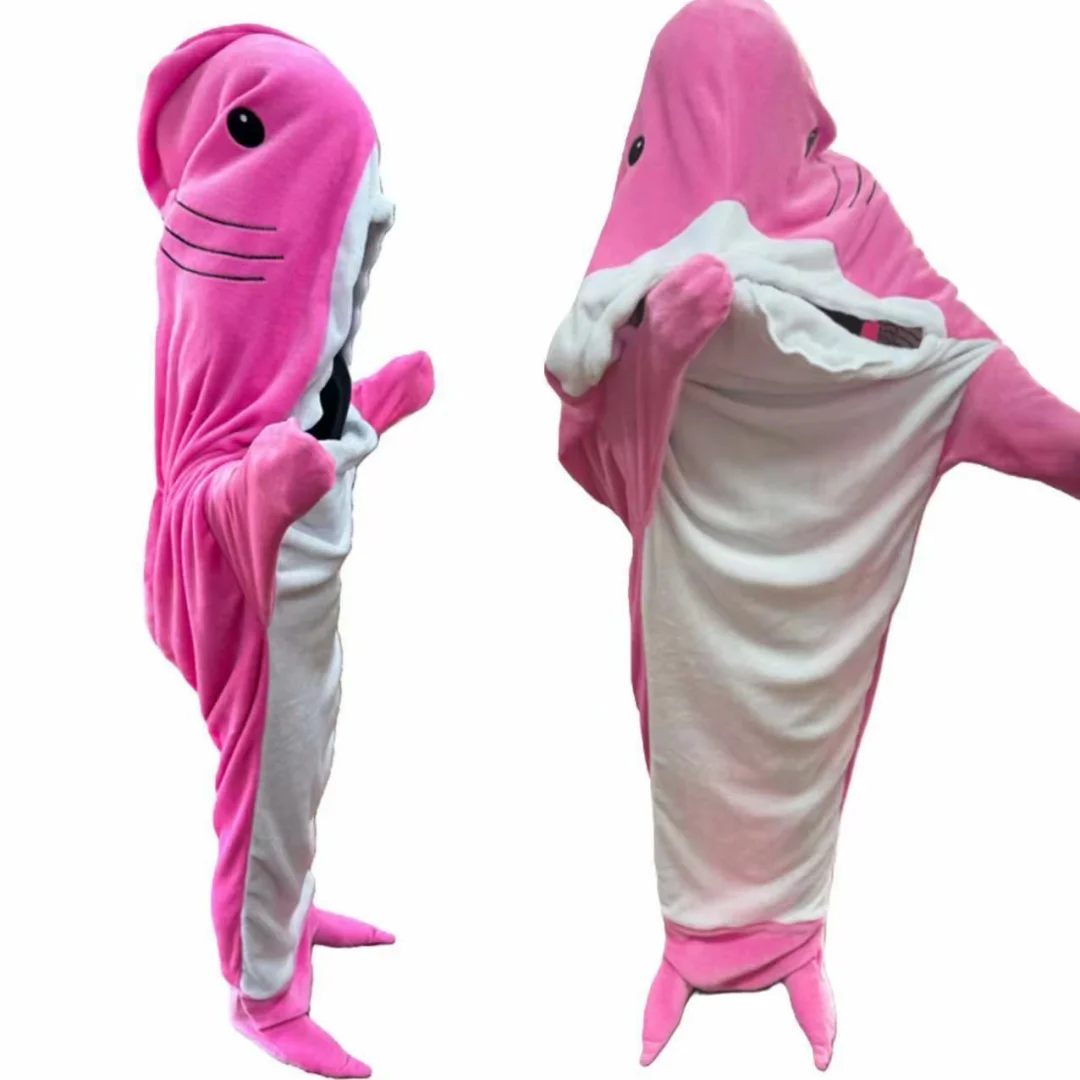 

Shark Sleeping Bag Animal Pajamas One-piece Hotpink Flannel Cartoon Anime Home Wear Sand Fish Nightgown Christmas Cosplay Gifts