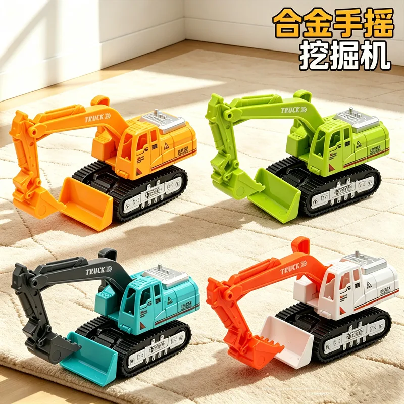 

1:60 Alloy Hand cranked Excavator Model Engineering Series Toys Simulation Die Casting Mini Models Hobbies Collection Gifts