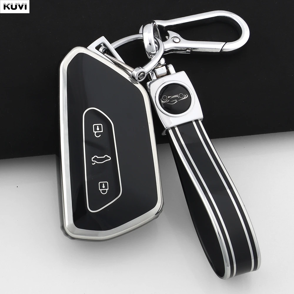 حافظة مفاتيح ذكية للسيارة من البولي يوريثان لسيارة VW Volkseagen Golf 8 MK8 ID.3 ID.4 Cupra Skoda Octavia A8 SEAT Leon MK4 2021 Formentor Tarraco #3