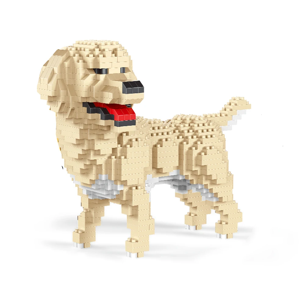 Golden Retriever Pet Series Model Micro Mini Building Blocks Toys Desktop Decor Educational Gift Perfect Holiday Gift for Girls