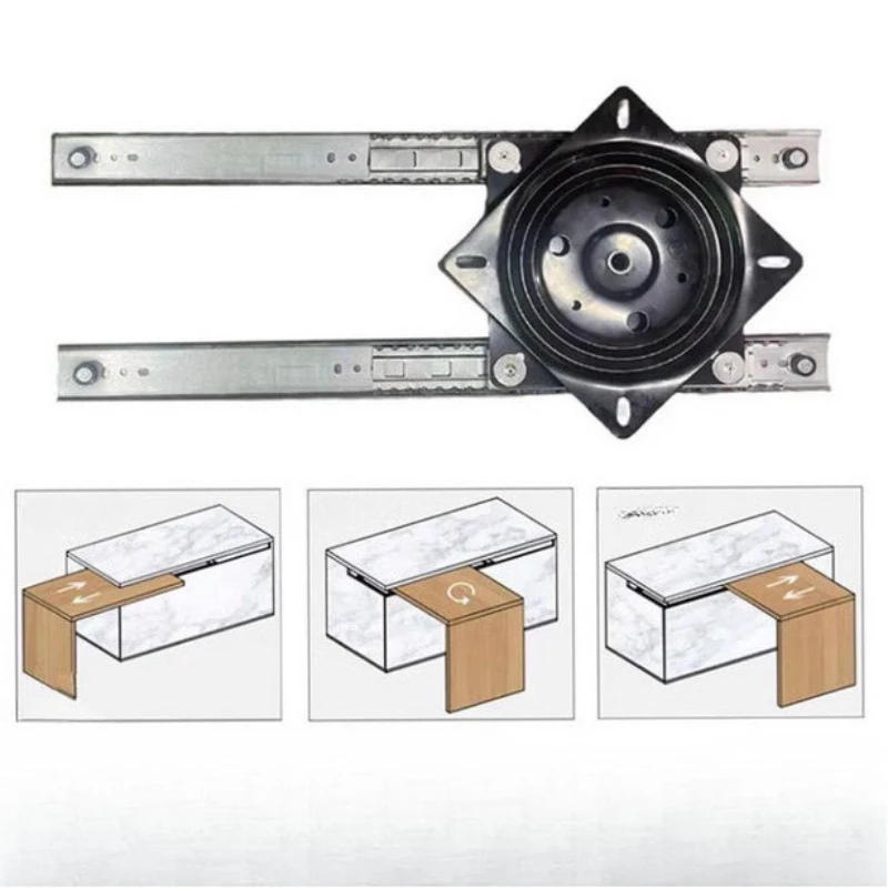 Telescopic Guide Rail Adjustable Kit For Rotating Mid island Slide Base Bar Counter Dining Table Extension Hardware