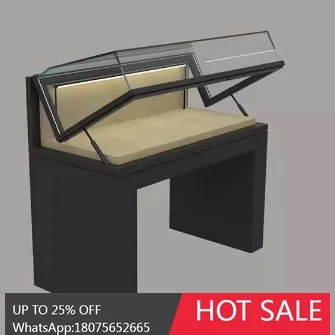 Metal Hydraulic Flip Paint Glass Cabinet Museum Showcase