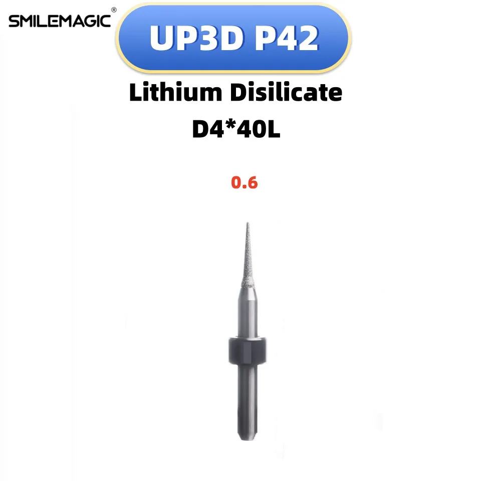 UP3D P42 Milling Burs for  Lithium Disilicate Emax Grinding &polishing D4 Grinding burs 4.0mm Shank Lab Grinding Tools