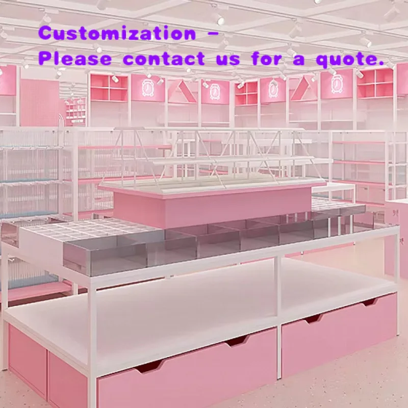 custom.Boutique Store LED Lighting Steel Wood Combination Customizable Durable Tiered Shelf Supermarket Jewelry Store Dis