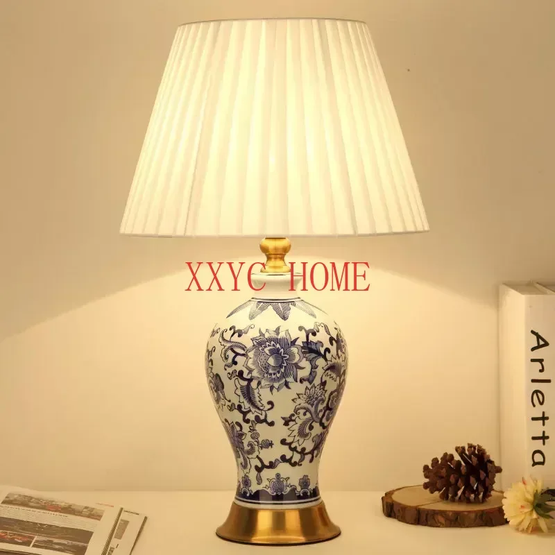 

Ceramic Table Lamp Bedroom Bedside Table Lamp Creative and Cozy High-End American Retro European Simple Modern Chinese Lamps