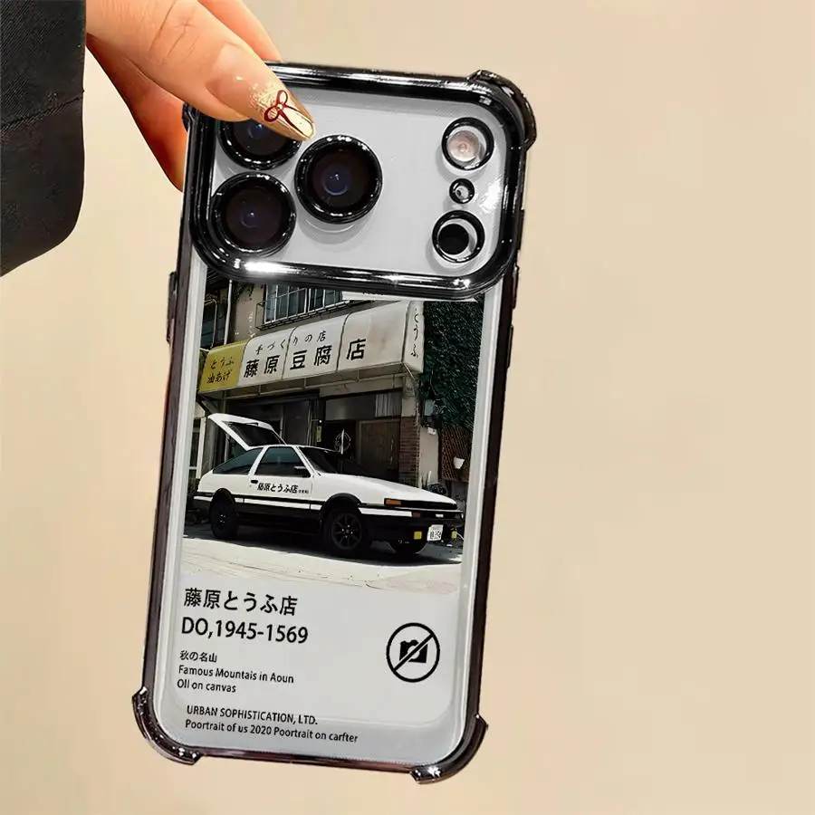 حافظة لهاتف ابل ايفون 16e 16 15 14 بلس 13 12 11 برو ماكس 17 غطاء شفاف أنيمي الأولي D Car #6